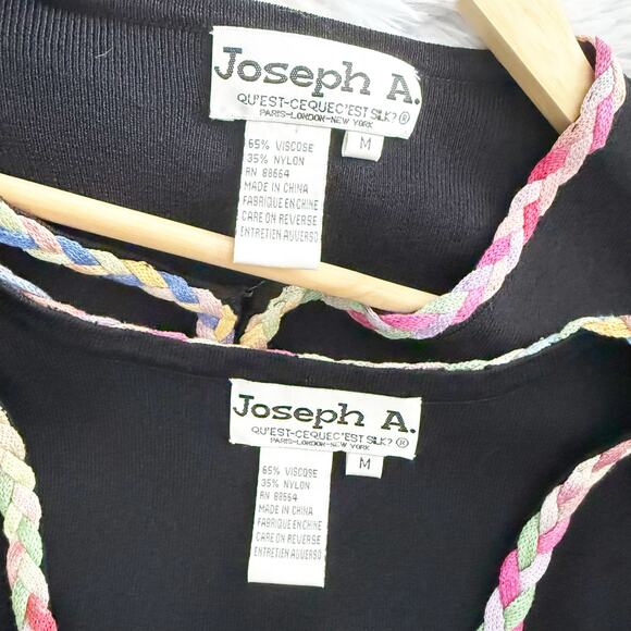 JOSEPH A | Quest Cequec'est Silk Shell Sweater Set Black Pastel Rainbow | Medium - Picture 5 of 6
